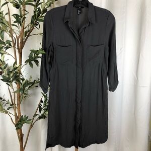 H&M Gray Textured Fabric Button Dress with Collar Sz 6 (DJ3)